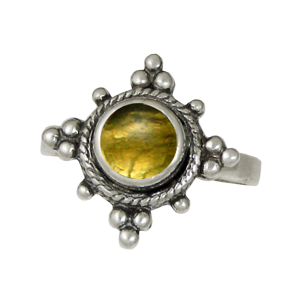 Sterling Silver Gemstone Ring With Citrine Size 10